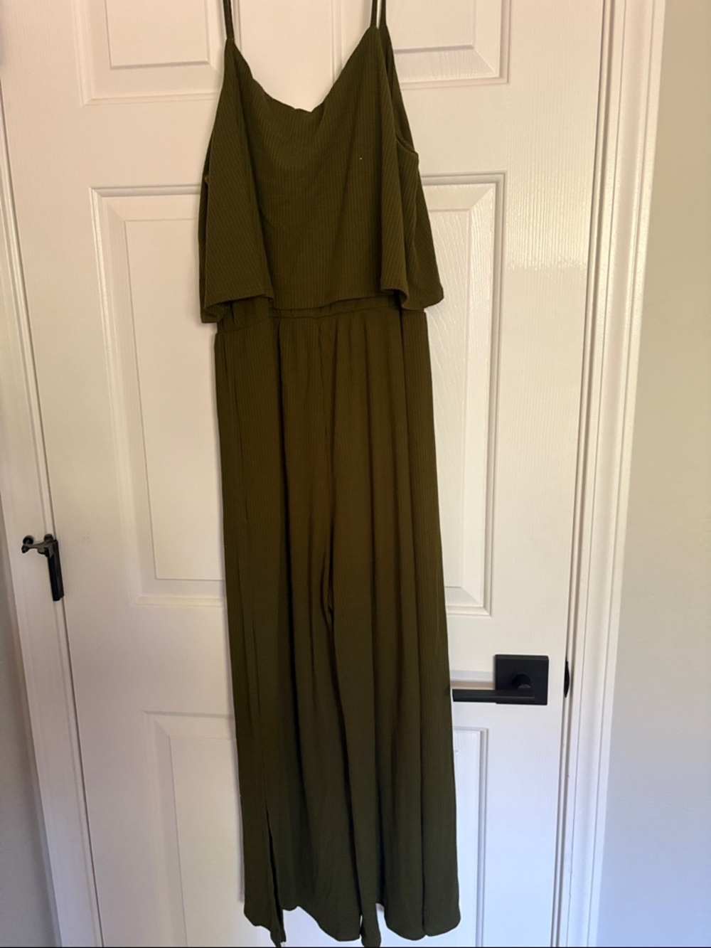 Lulu's Olive Green Spaghetti Strap Maxi Jumpsuit - Picture 3 of 9
